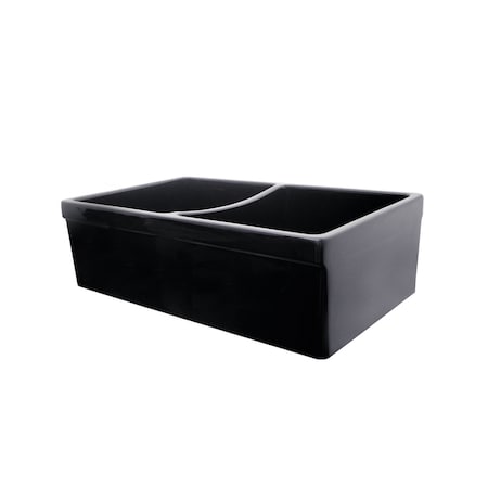 Whitehaus Rvrsbl Dbl Bowl Sink W/ 2 Lip On One Side And 2-1/2 Lip On The Opposit WHQDB532-BLACK